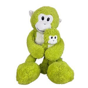 Set of 2 Pier 1 Imports Green Monkey Max Plush Ape Gorilla 21" & 10"